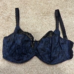 32H black and blue snakeskin print Panache bra